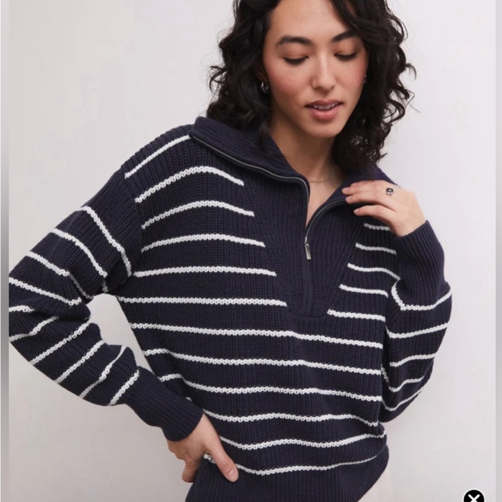 Z Supply Villa Half Zip Sweater Captain Navy Small